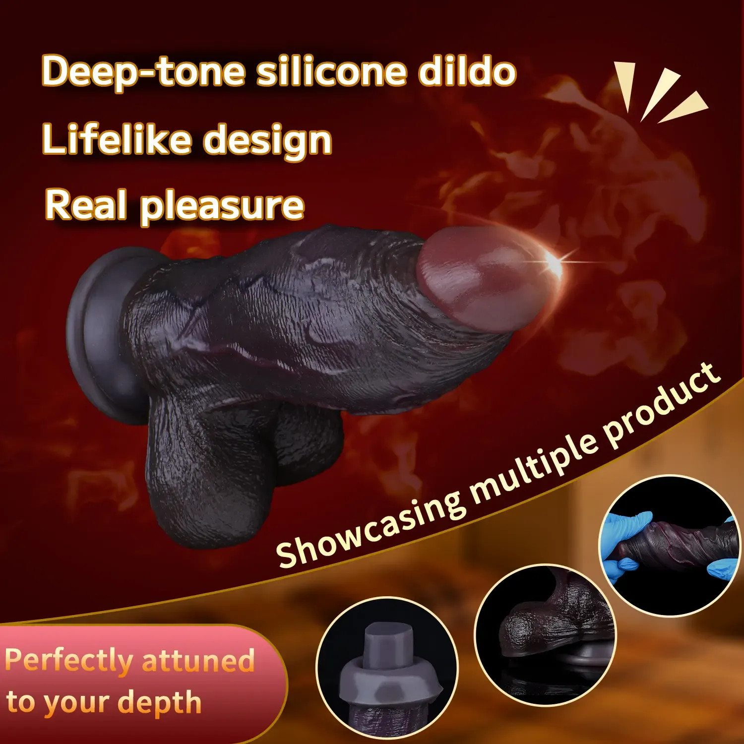 Doom 4.7"x2.2" Black Short Fat Realistic Dildo with Sliding Skin