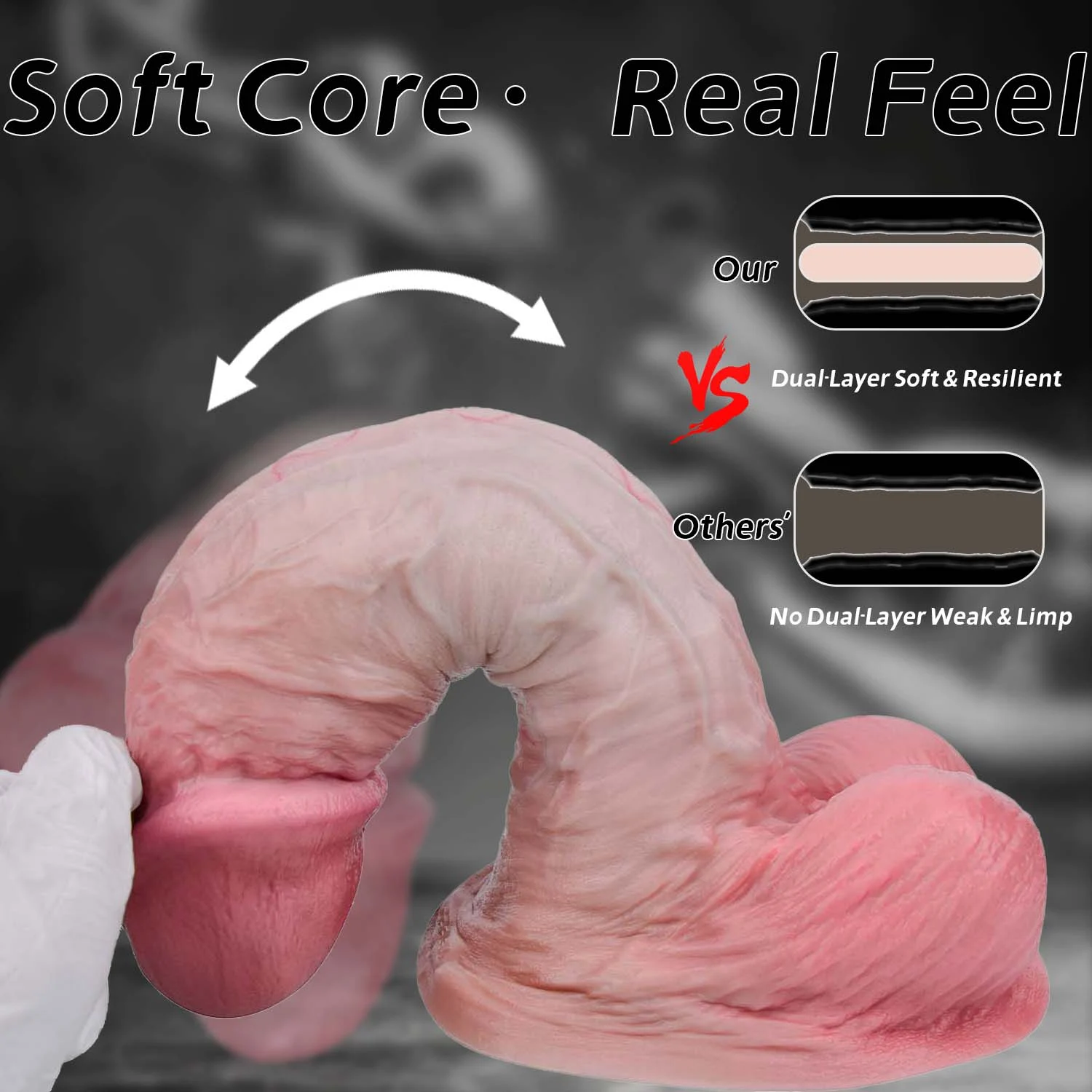 Ingrid 11"x2.3" Huge Realistic Dildo with Visible Veins & Sliding Skin for Women