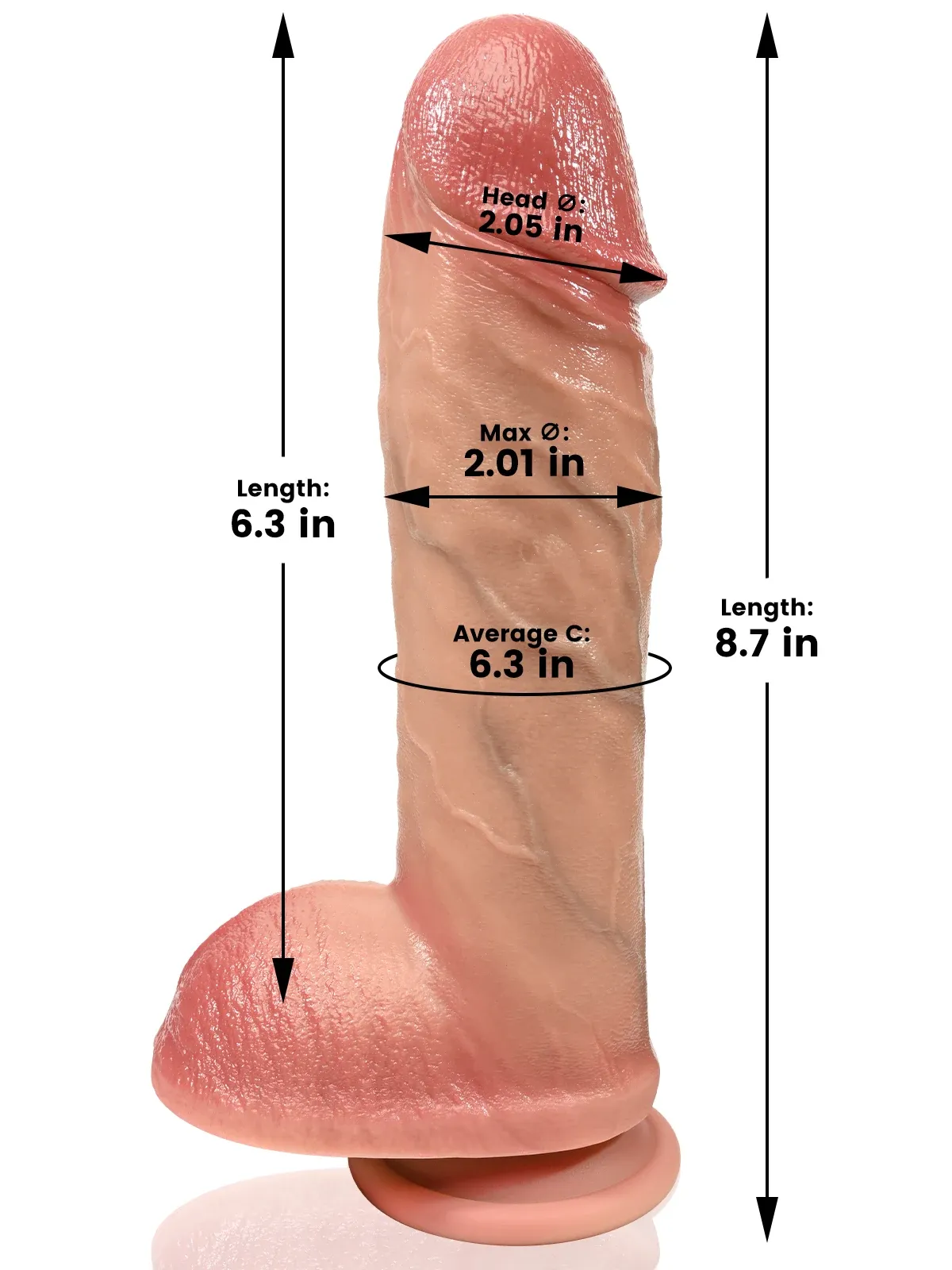 Conner 6.3" x 2" Soft Realistic Silicone Dildo With Big Head