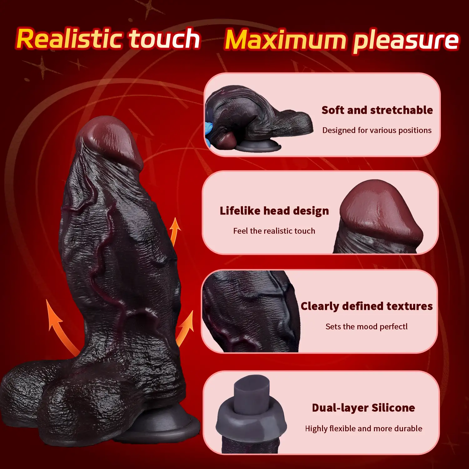 Doom 4.7"x2.2" Black Short Fat Realistic Dildo with Sliding Skin