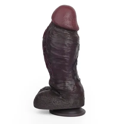 Kunkka 9"x2.6" Black Super Thick Realistic Sliding Skin Dildo