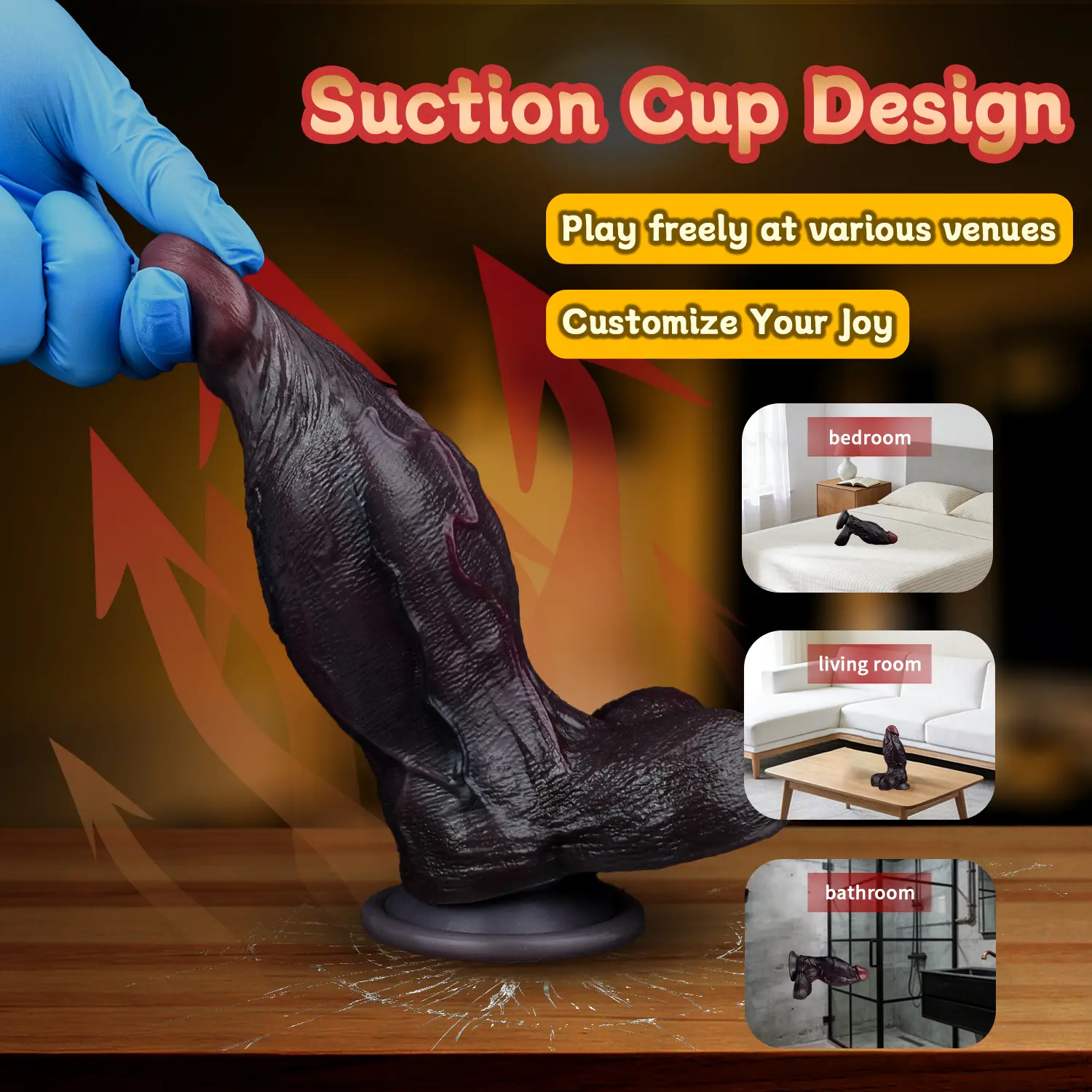 Doom 4.7"x2.2" Black Short Fat Realistic Dildo with Sliding Skin