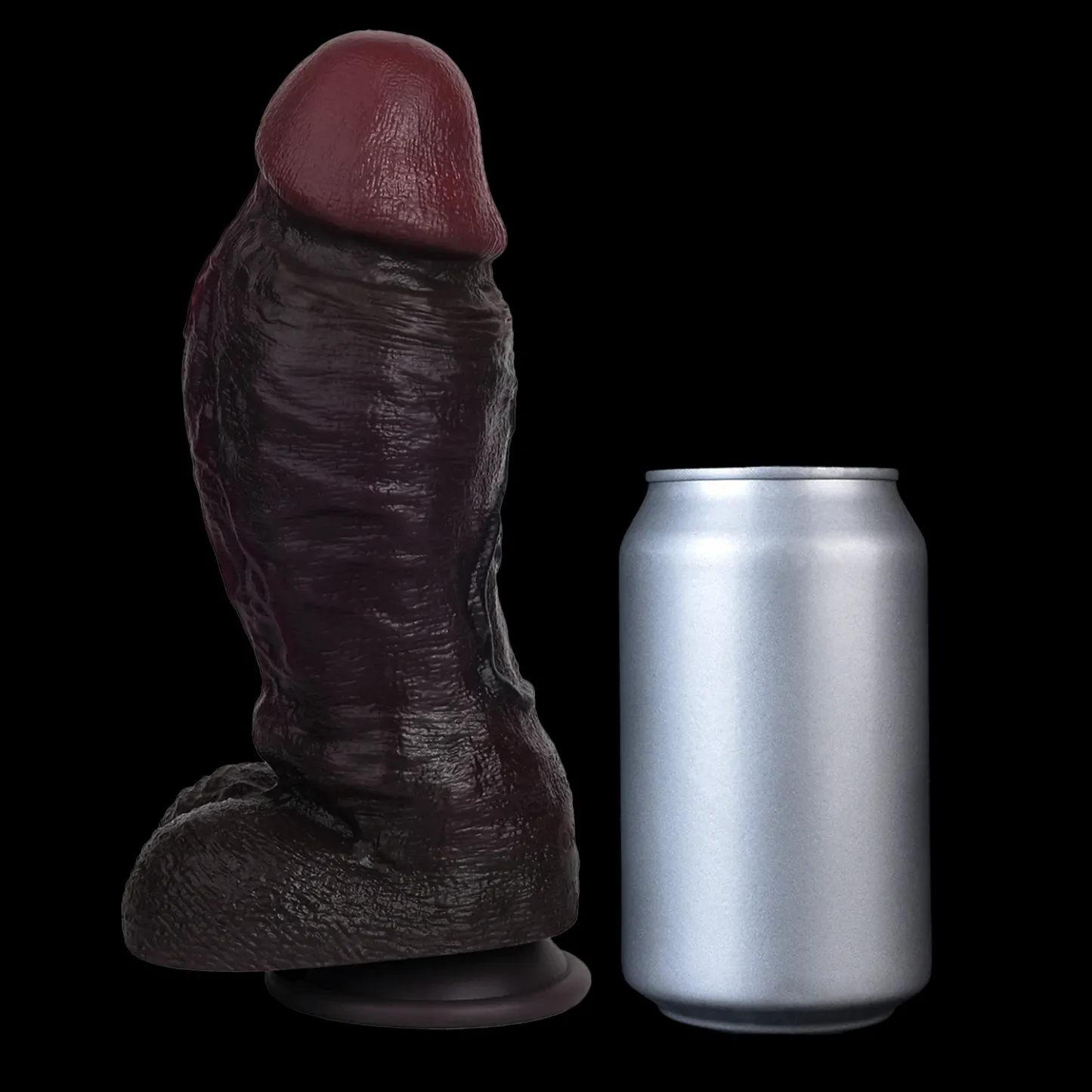 Kunkka 9"x2.6" Black Super Thick Realistic Sliding Skin Dildo