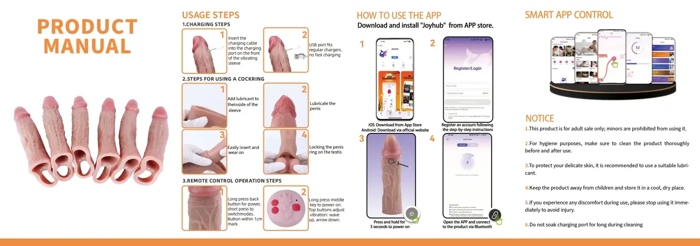 Hashid 6.6"x1.6" Adjustable Vibrating Penis Extender Sleeve – Lifelike Silicone Cock Sheath