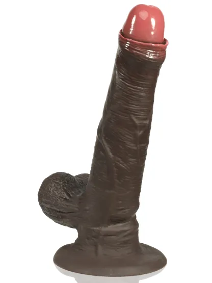Adrian 7.2" x 1.6" Realistic Black Dildo With Movable Balls