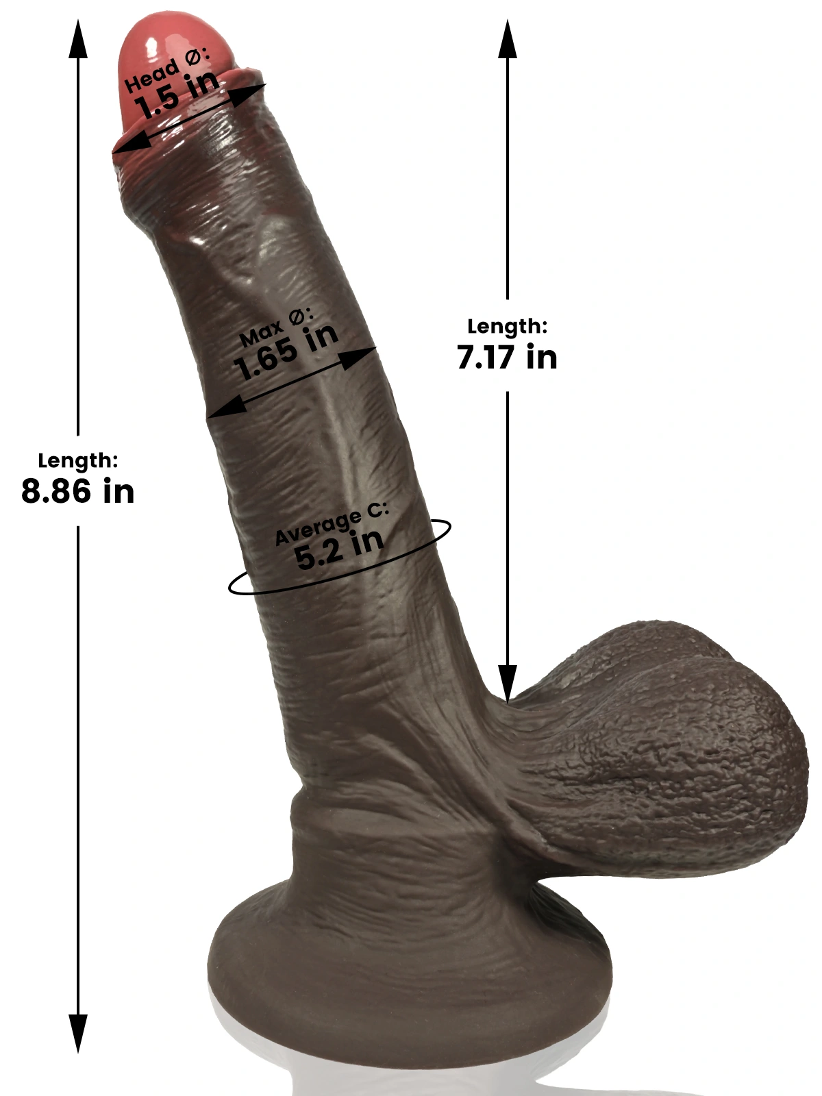Adrian 7.2" x 1.6" Realistic Black Dildo With Movable Balls