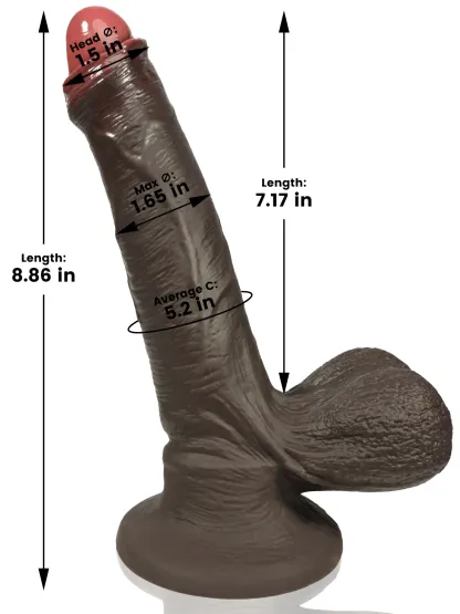 Adrian 7.2" x 1.6" Realistic Black Dildo With Movable Balls