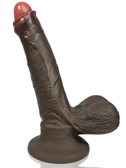 Adrian 7.2" x 1.6" Realistic Black Dildo With Movable Balls