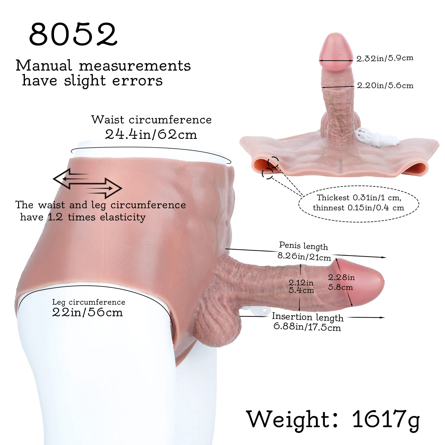 Bily 8.2"x2.2" Wearable Squirting Dildo with Sliding Skin – Realistic Silicone
