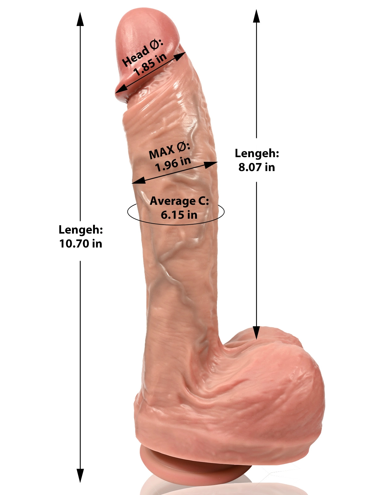 Caleb 8" x 2" Flesh Like Realistic Huge Fat Dildo