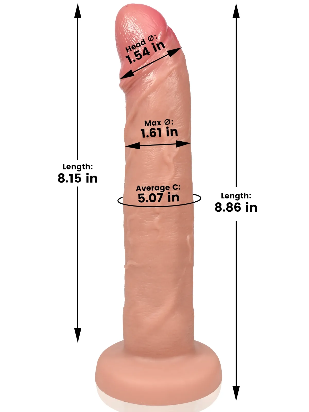 Smith 8.1"x1.6" Realistic Thrusting Flesh Dildo With Curved Glans 