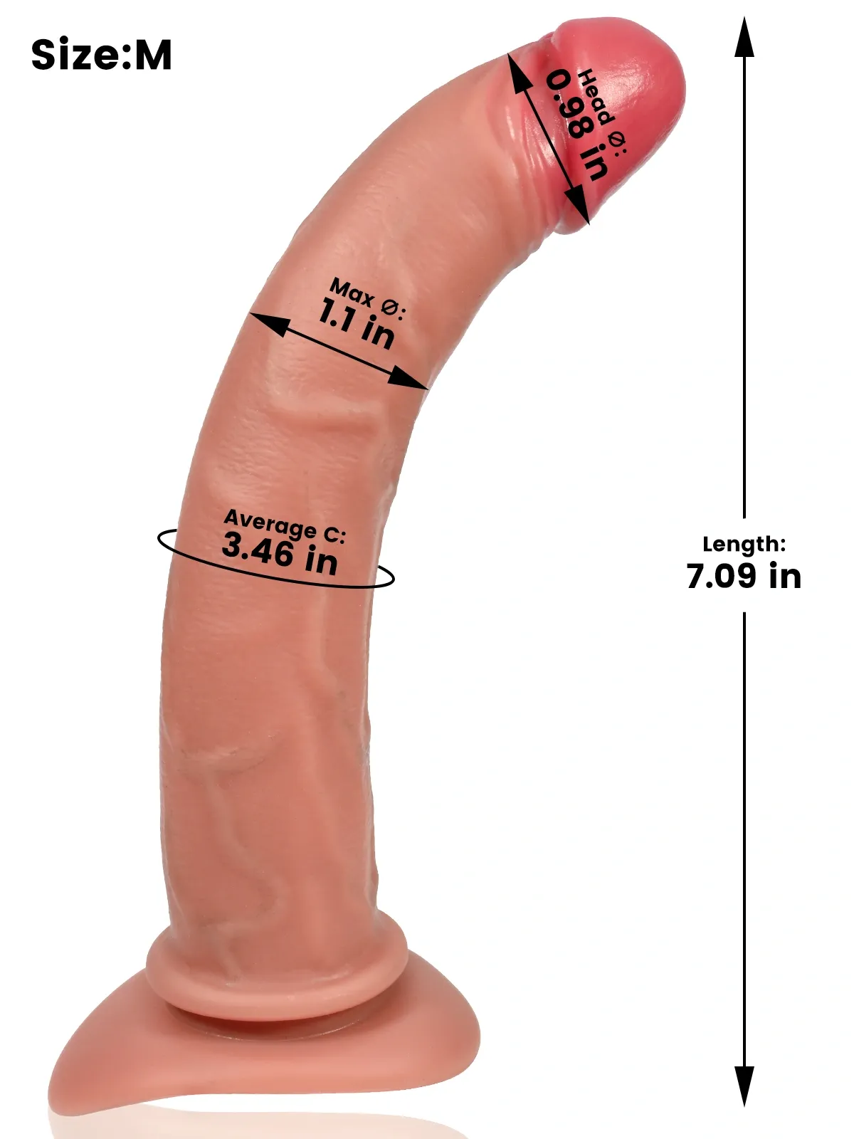 Brody 7.6" x 1.3" Thin Balless Curved Realistic Dildo