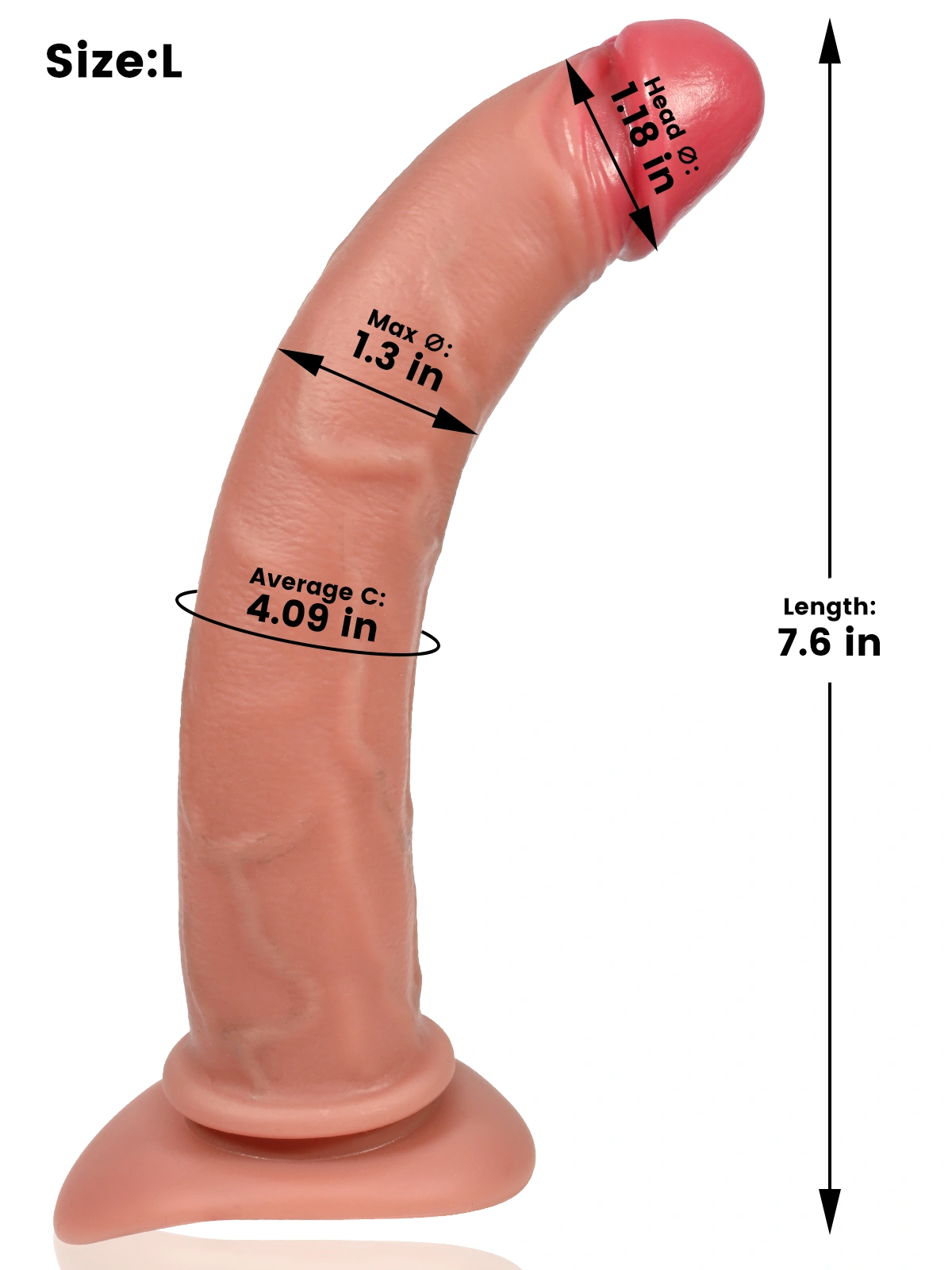 Brody 7.6" x 1.3" Thin Balless Curved Realistic Dildo