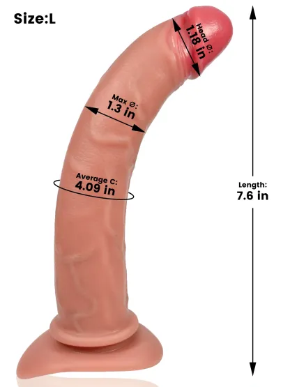 Brody 7.6" x 1.3" Thin Balless Curved Realistic Dildo