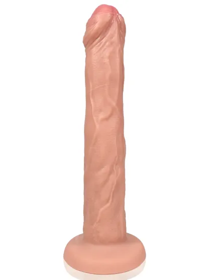 Malik 8.5"x1.5" Flesh Thin Foreskin-Covered Thrusting Realistic Dildo