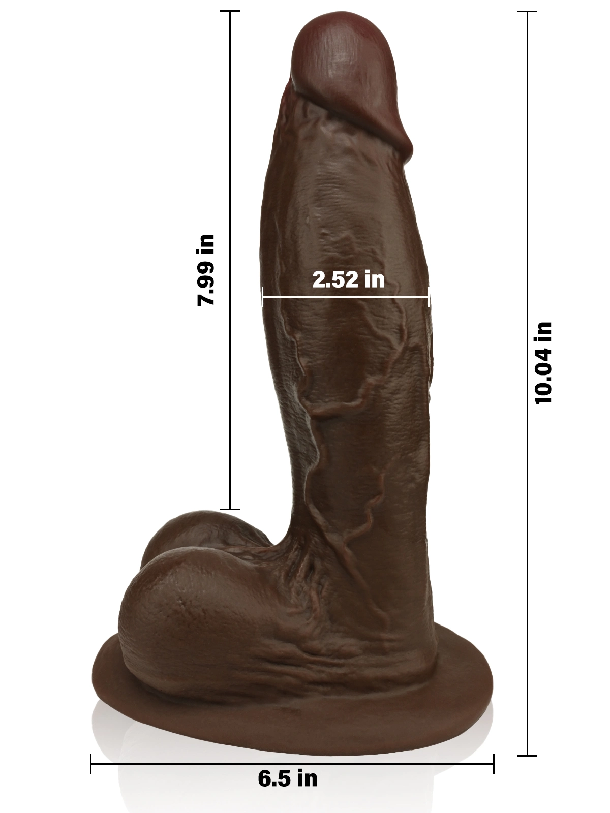 Elias 10" x 2.5"  Black Fat Realistic Dildos with Suction Cup