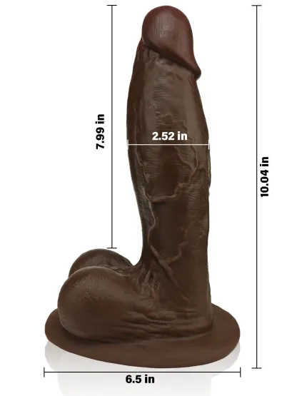 Elias 10" x 2.5"  Black Fat Realistic Dildos with Suction Cup