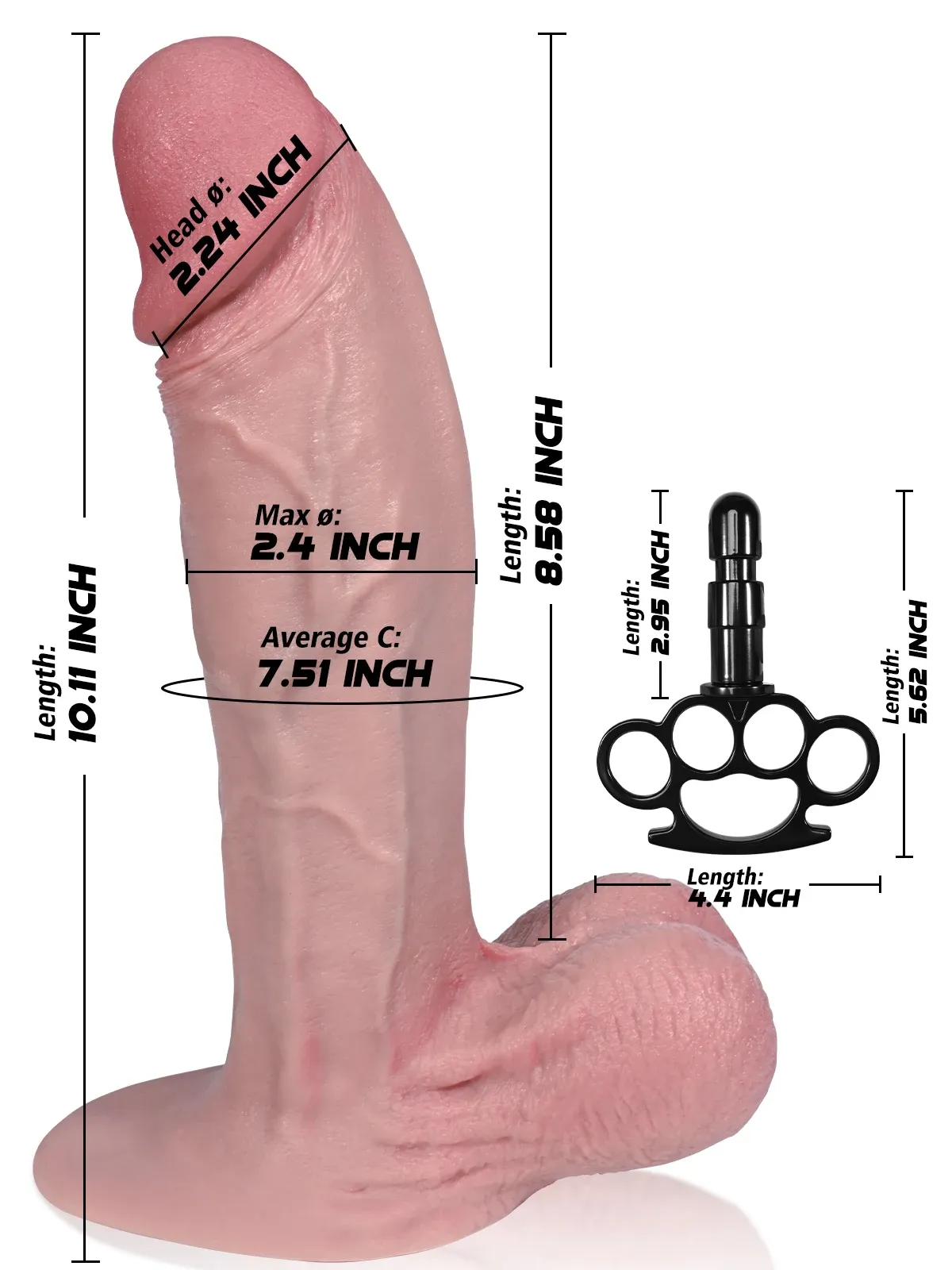 Elijah 10" x 2.4" Thick Flesh Dildo With Moveable Balls & Vac U Lock Suction Cup