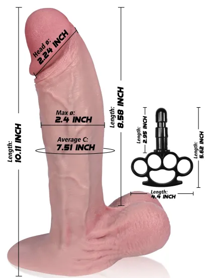 Elijah 10" x 2.4" Thick Flesh Dildo With Moveable Balls & Vac U Lock Suction Cup
