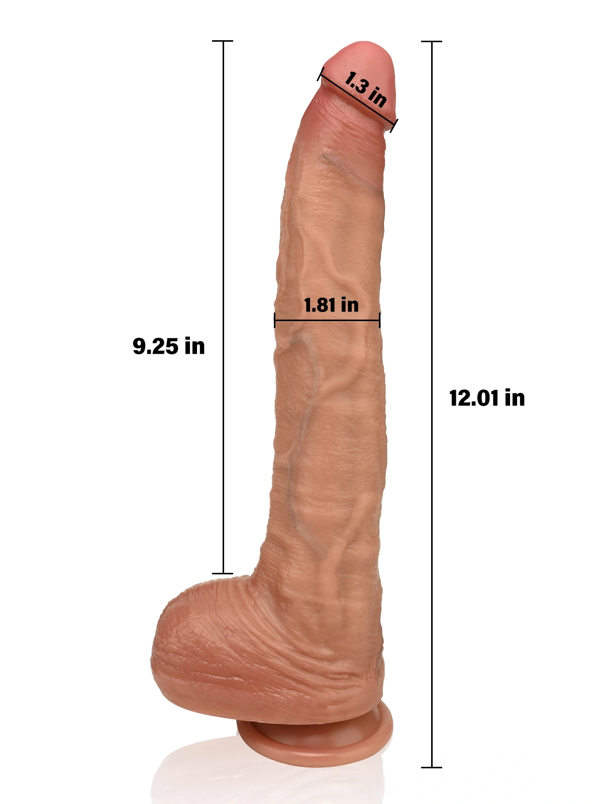Felix 12" x 1.8"  Ultra-Long Realistic Dildo With Small Glans