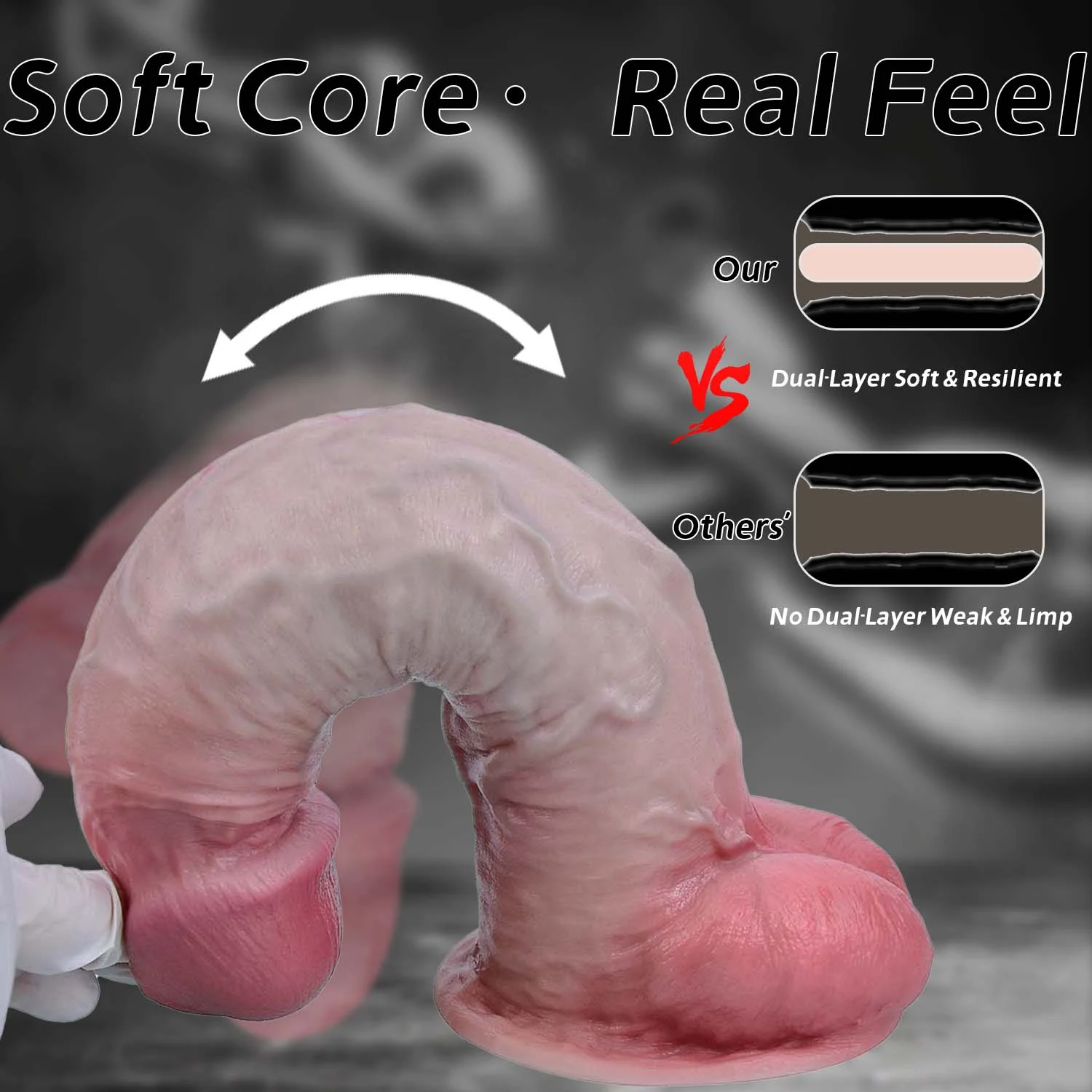 James 10.3"x2.3" Huge Realistic Dildo for Women - Dual Density Silicone with Sliding Skin