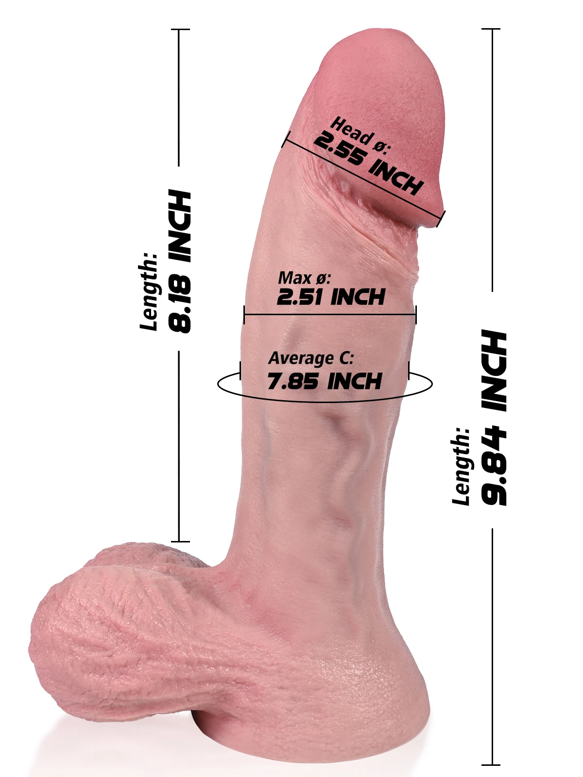 Jeff 8.2"x2.5" Lifelike Silicone Dildo for Women – Realistic Design with Suction Base