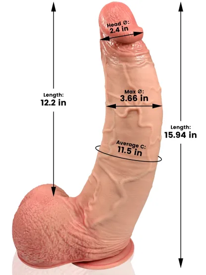 John 16"x3.6" Huge Curved Suction Cup Realistic Dildo