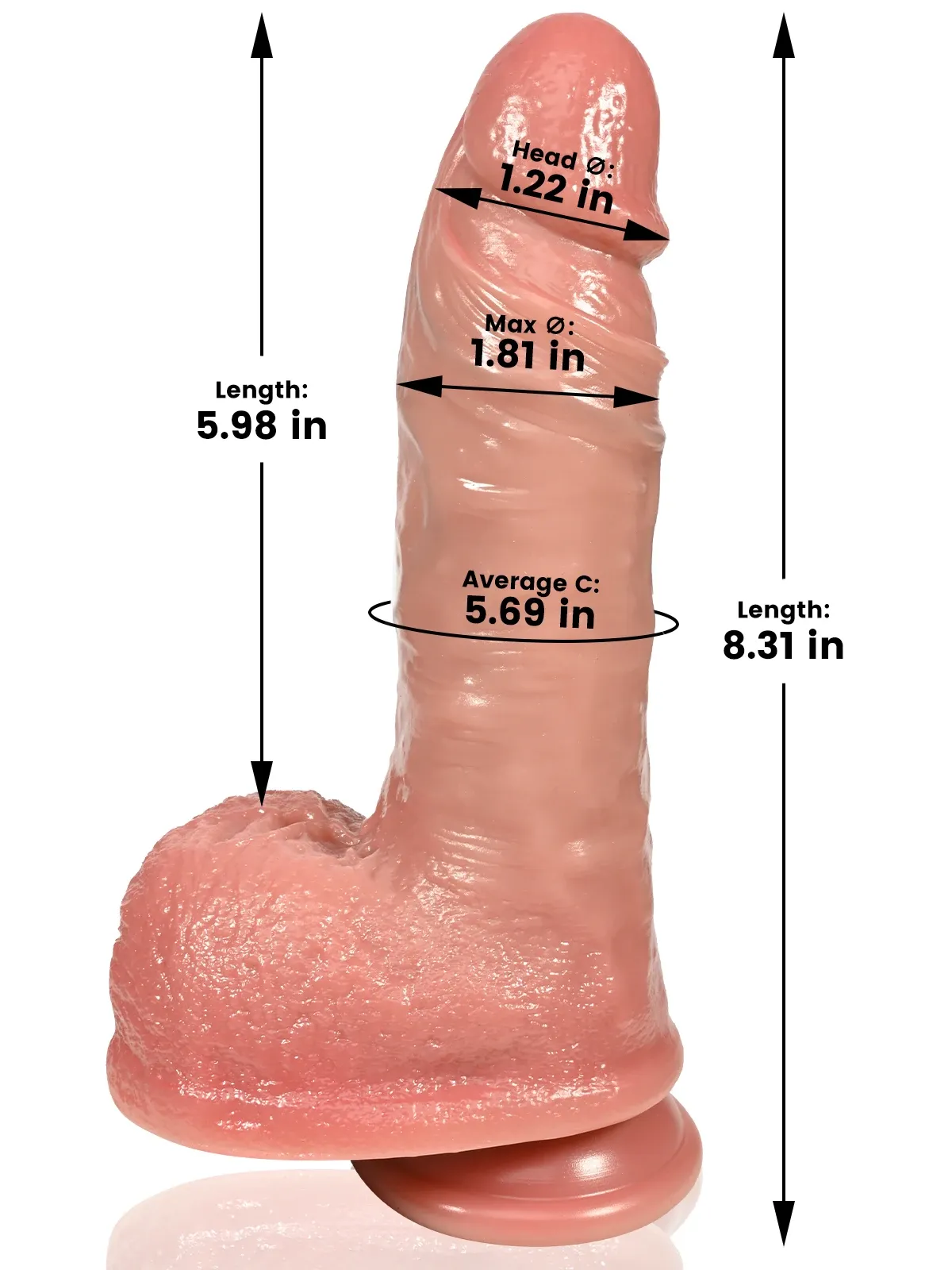 Sam 6"x1.8" Soft Flesh Fat Realistic Thrusting Dildo 