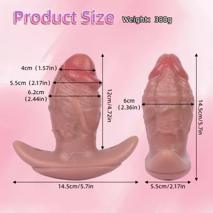 Rex 4.7"x2.4" Wearable Vibrating Fat Anal Plug with Remote, Platinum Silicone Anal Stimulator