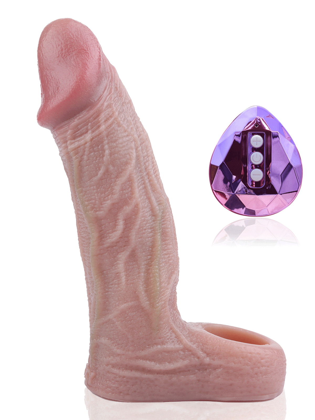 Hashid 6.6"x1.6" Adjustable Vibrating Penis Extender Sleeve – Lifelike Silicone Cock Sheath