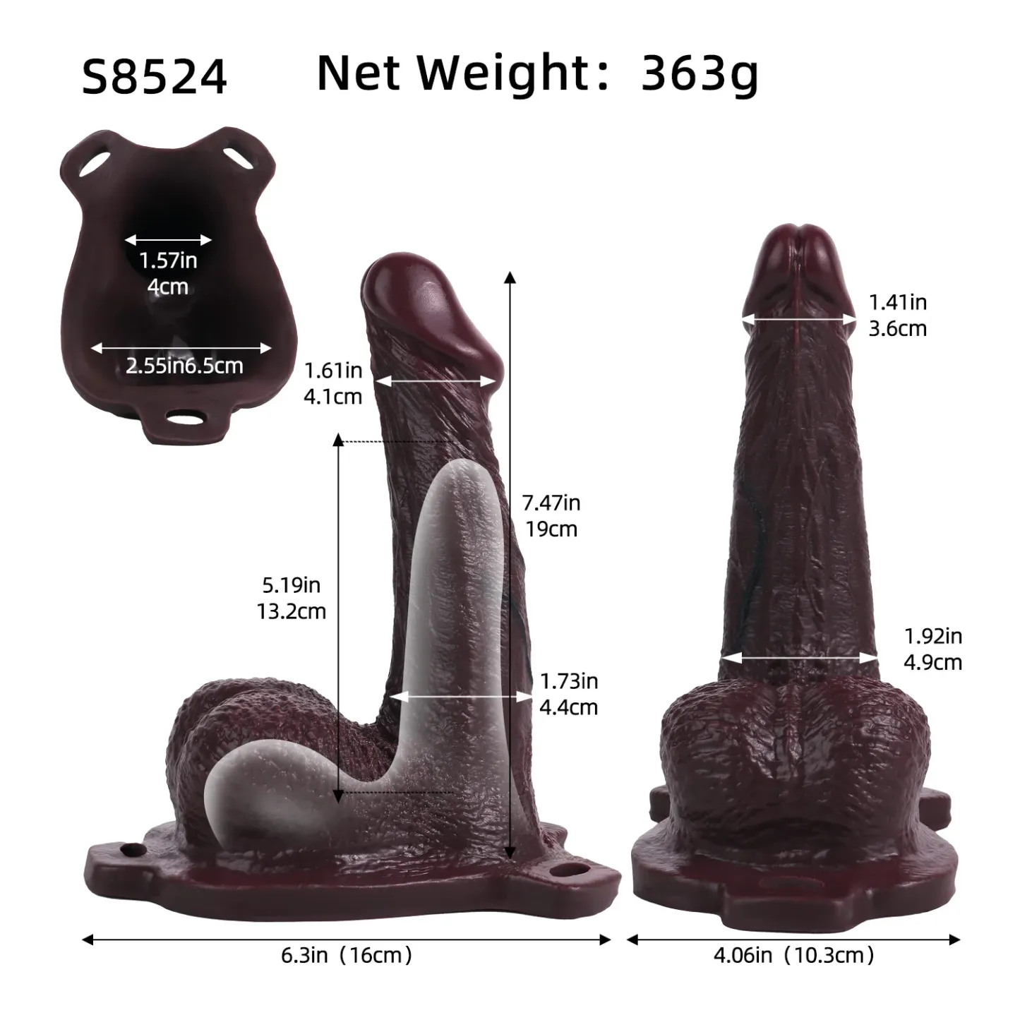 Dave 7.5" x 1.7" Strap on Realistic Brown Penis Sleeve