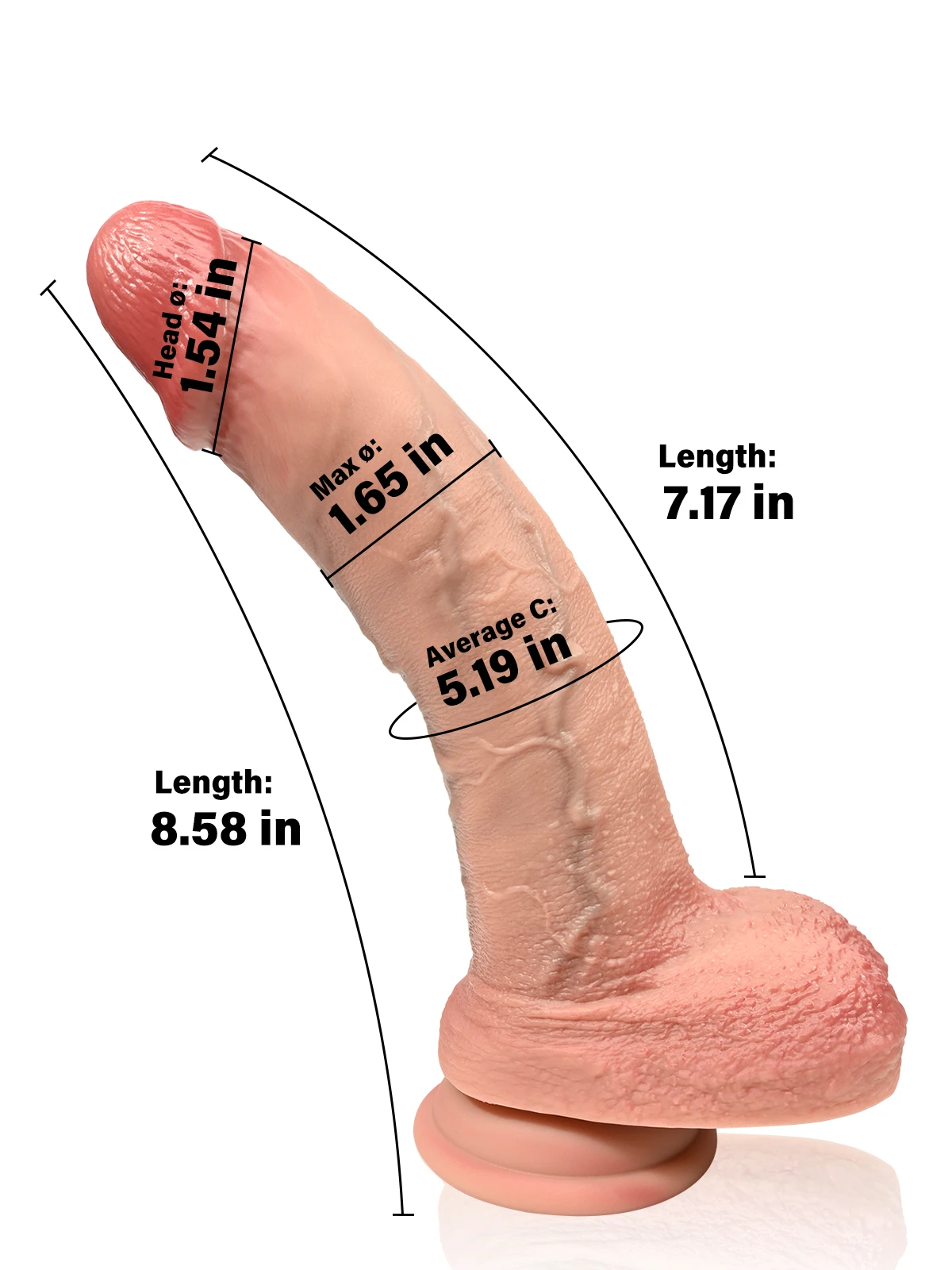 Sebastian 7.17" x 1.65"  Flesh Like Soft Realistic Big Dildo 