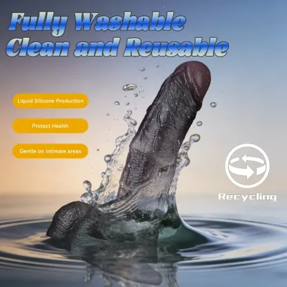 Axe 7.2"x1.4" Black Realistic Dildos with Dual Density