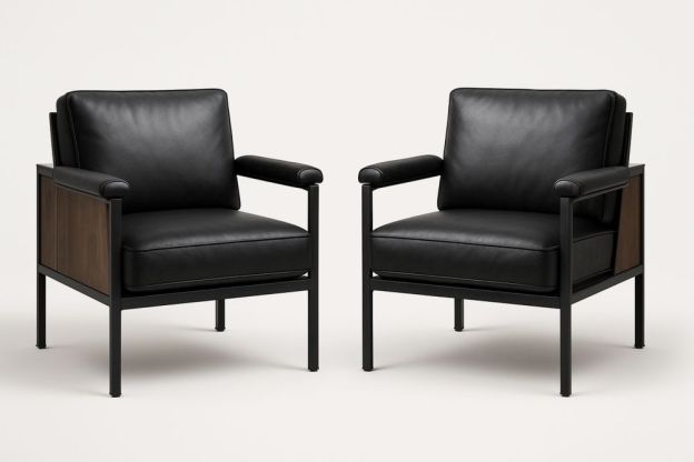 Fekete bőr fotel fém keret-Nestlivia