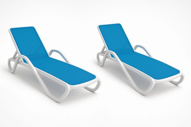 Napozóágy készlet kék poliészter fehér műanyag keret-Nestlivia