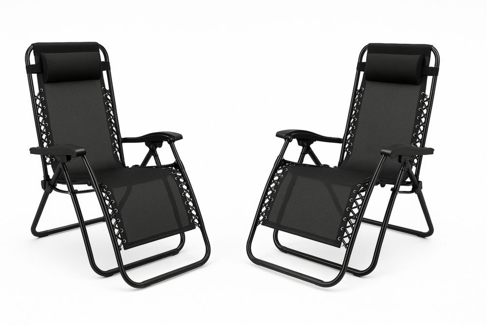 Összecsukható napozó szék szett 165x65x110 cm acél váz szövet 2 darab-Nestlivia