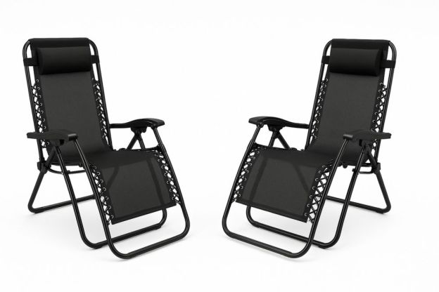 Összecsukható napozó szék szett 165x65x110 cm acél váz szövet 2 darab-Nestlivia