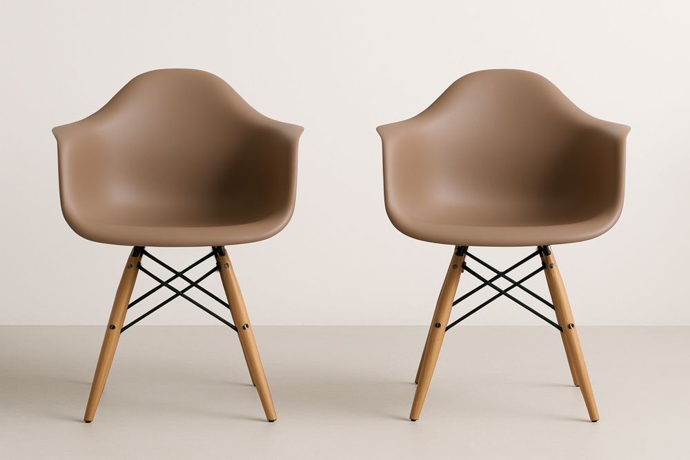 Kétrészes barna műanyag szék szett bükk lábakkal 83 cm magasság-Nestlivia