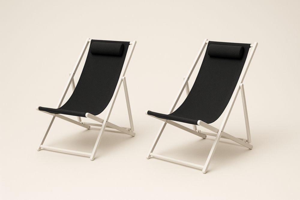 Napozóágy szett fém keret és poliészter fekete anyaggal-Nestlivia