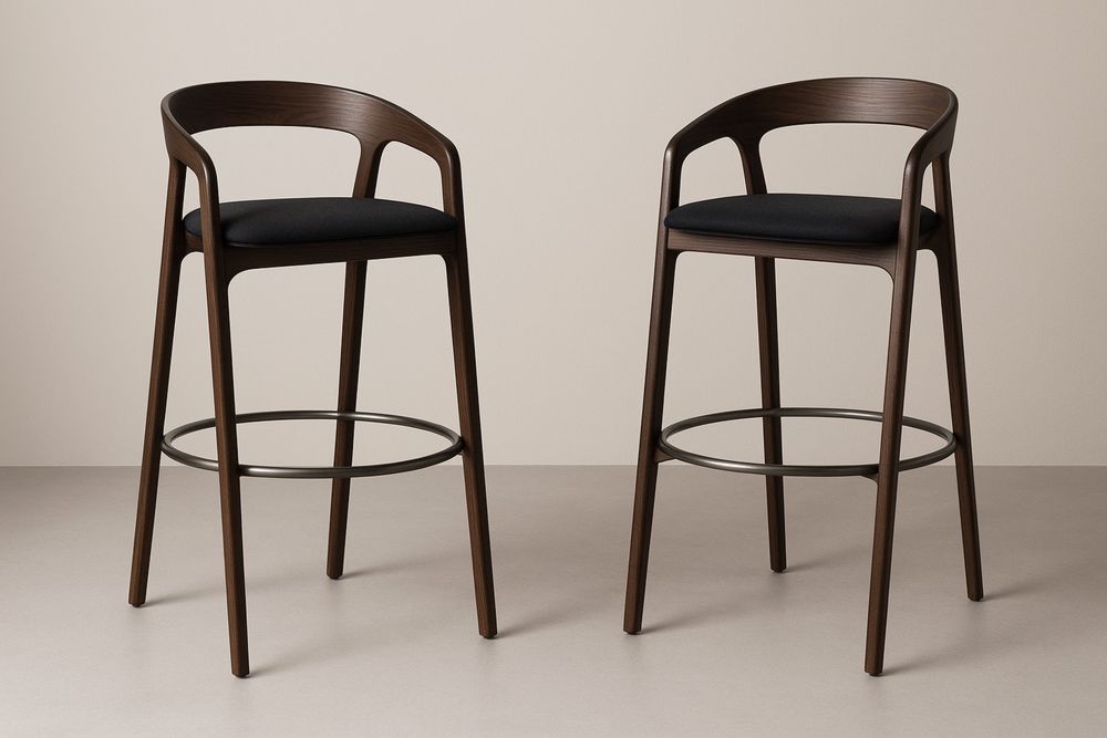 Fa bárszék poliészter üléssel és fém lábtartóval-Nestlivia