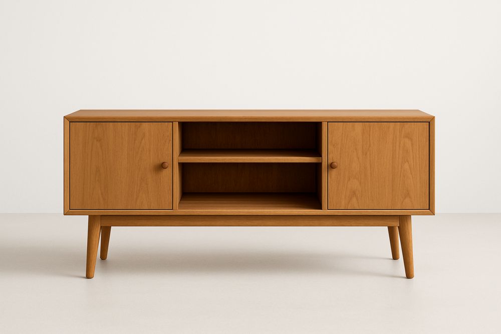 Tölgyfa TV szekrény két ajtóval és nyitott polccal 120x40x50 cm Barna-Nestlivia