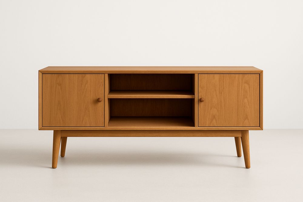 Tölgyfa TV szekrény két ajtóval és nyitott polccal 120x40x50 cm Barna-Nestlivia