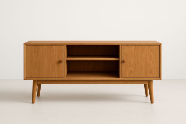 Tölgyfa TV szekrény két ajtóval és nyitott polccal 120x40x50 cm Barna-Nestlivia