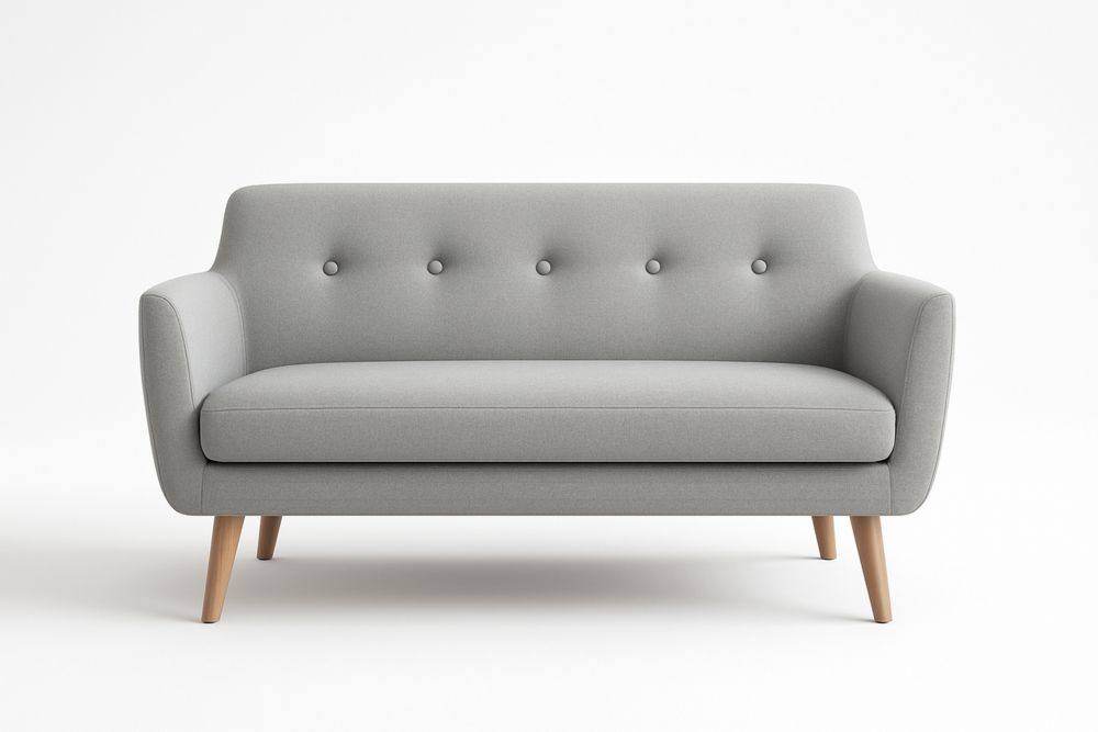 Szürke kétszemélyes kanapé tömörfa lábakkal-Nestlivia