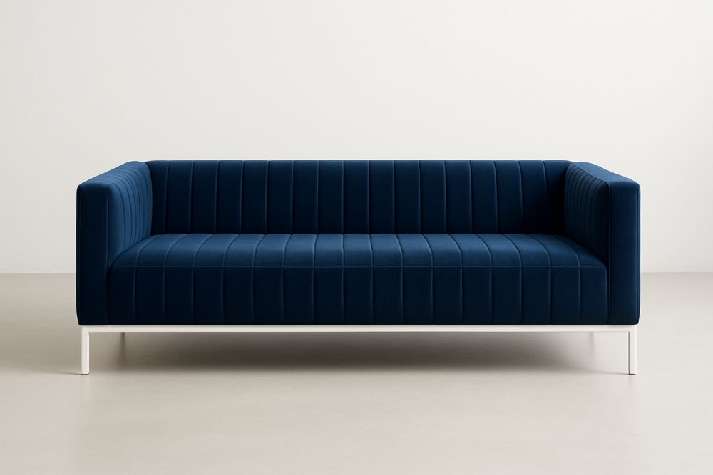 Kék bársony kanapé fém lábakkal 200x80x70cm-Nestlivia