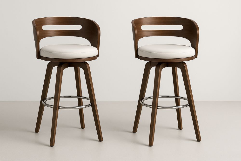 Fa forgatható bárszék fehér ülőfelülettel-Nestlivia