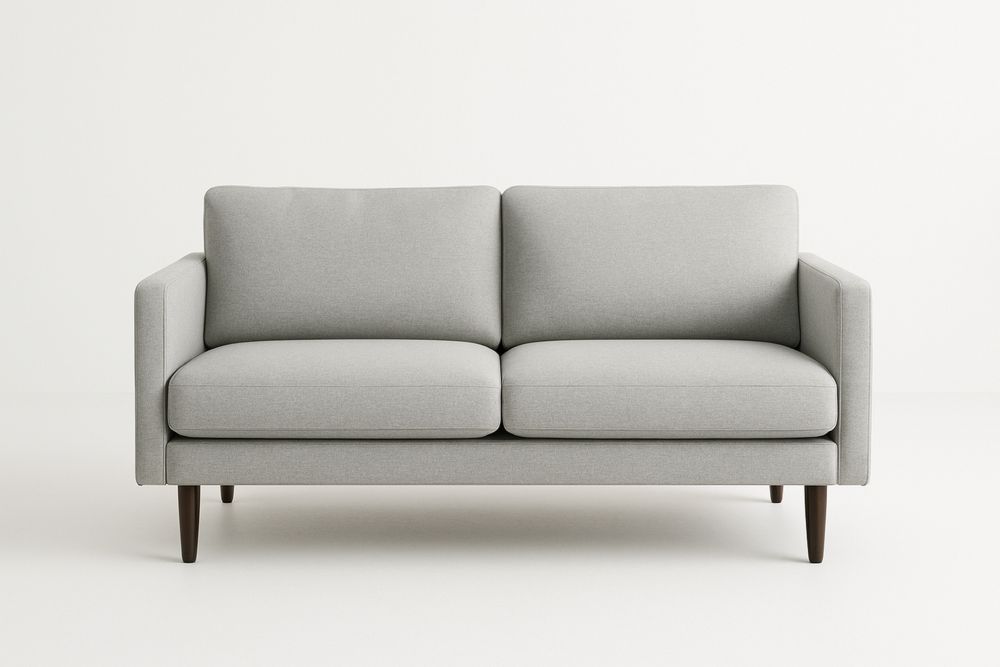 Kétüléses szövet kanapé világosszürke színben, fa lábakkal 150x85x75 cm-Nestlivia