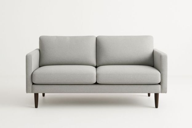 Kétüléses szövet kanapé világosszürke színben, fa lábakkal 150x85x75 cm-Nestlivia