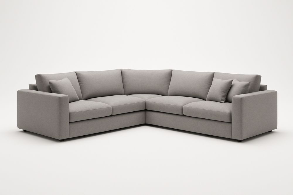 Szürke L alakú poliészter sarokkanapé-Nestlivia