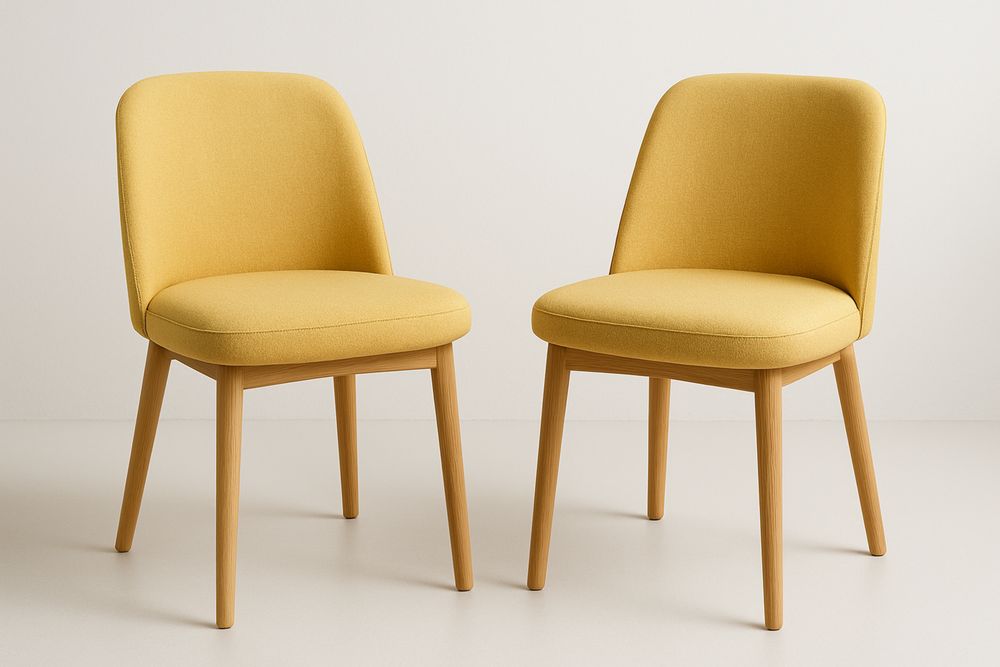 Sárga szék szett tömör fa lábakkal és poliészter szövettel-Nestlivia